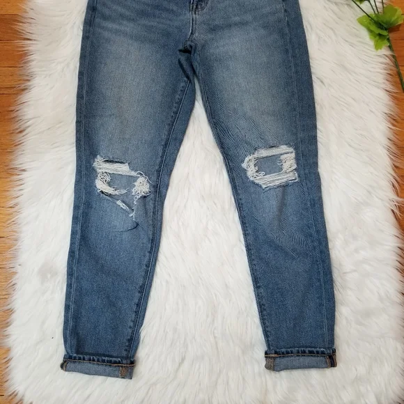 AMERICAN EAGLE Mom Jeans Comfort Stretch Waistband Light Blue Wash Size 00R. - Picture 4 of 17